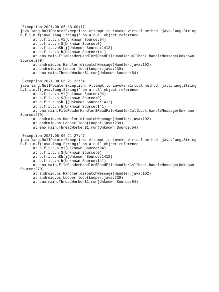 Java NullPointerException Log Analysis | PDF