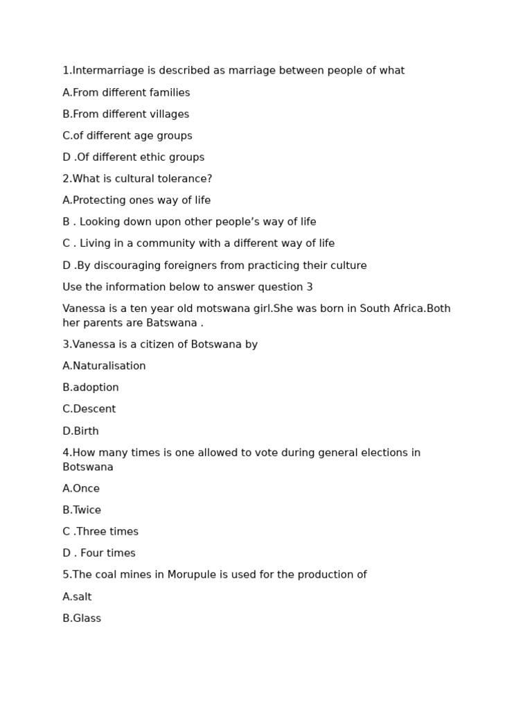 Social Studies 1 Pdf Rain Botswana