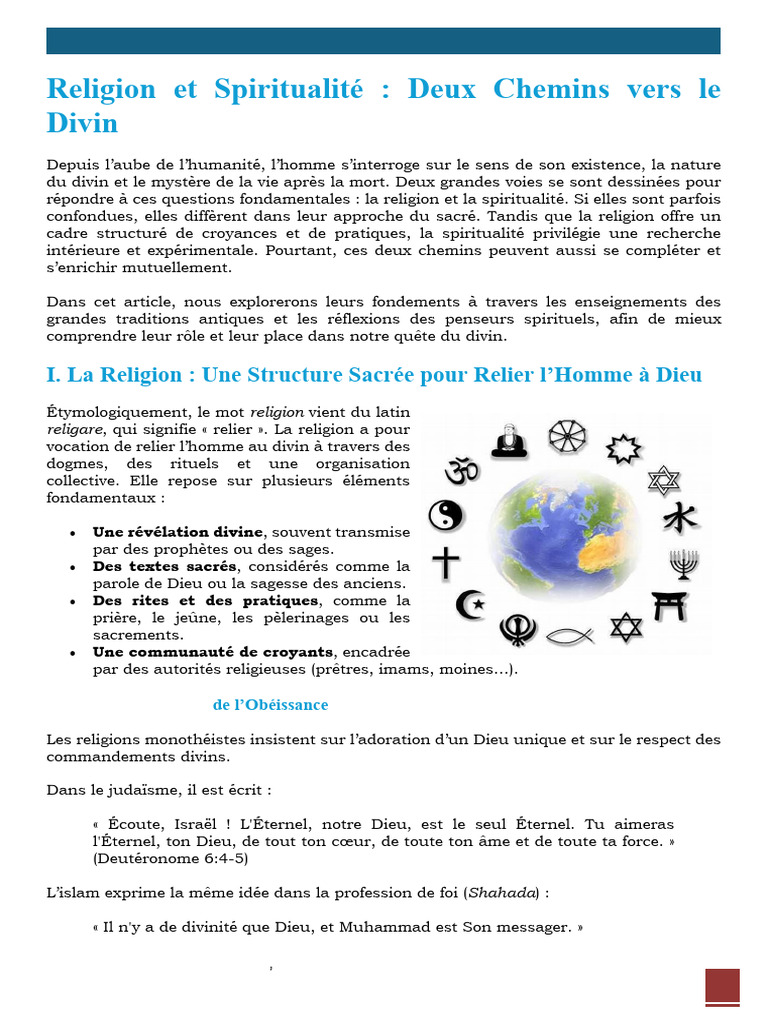 Religion et Spiritualité : Deux Chemins | PDF | Spiritualité | Dieu