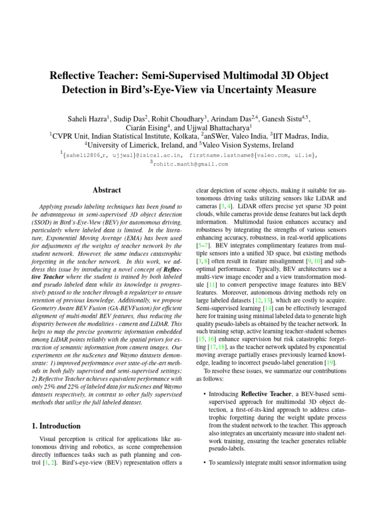 Reflective Teacher for 3D Object Detection | PDF | Lidar | Information