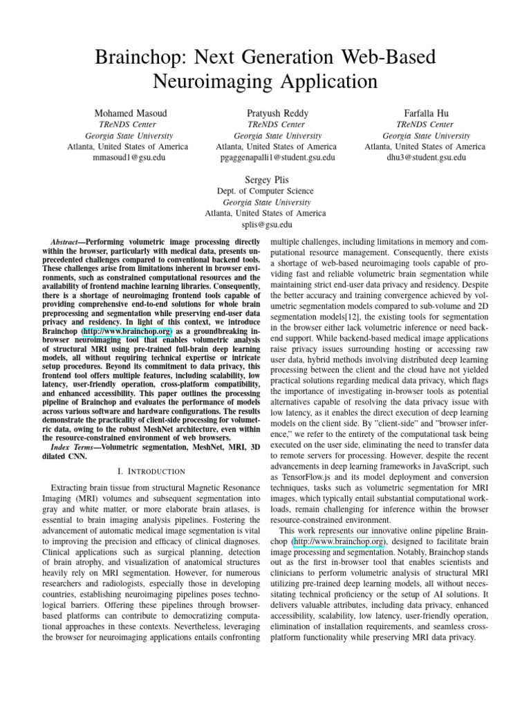 Brainchop Tensorflow Paper | PDF | Confounding | Randomized Controlled ...