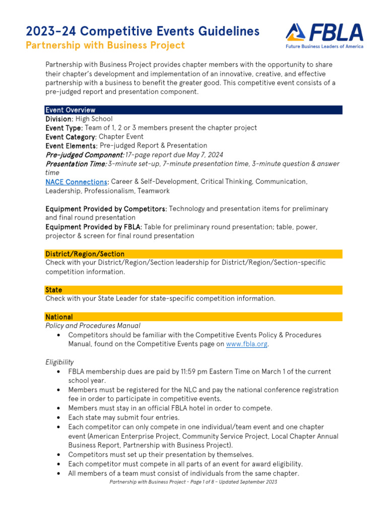 FBLA Partnership with Business Project Guidelines | PDF | Computer ...