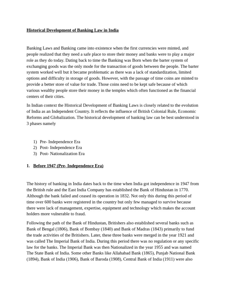 Evolution of Banking Law in India | PDF | Reserve Bank Of India | Economies