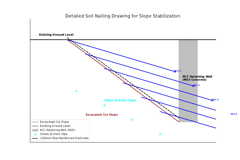 Soil Nailing Detail for Slope Stabilization | PDF
