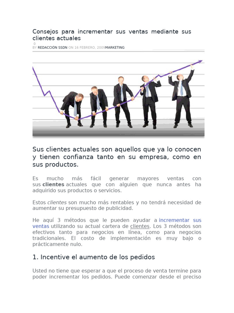 Consejos para Incrementar Sus Ventas Mediante Sus Clientes Actuales ...