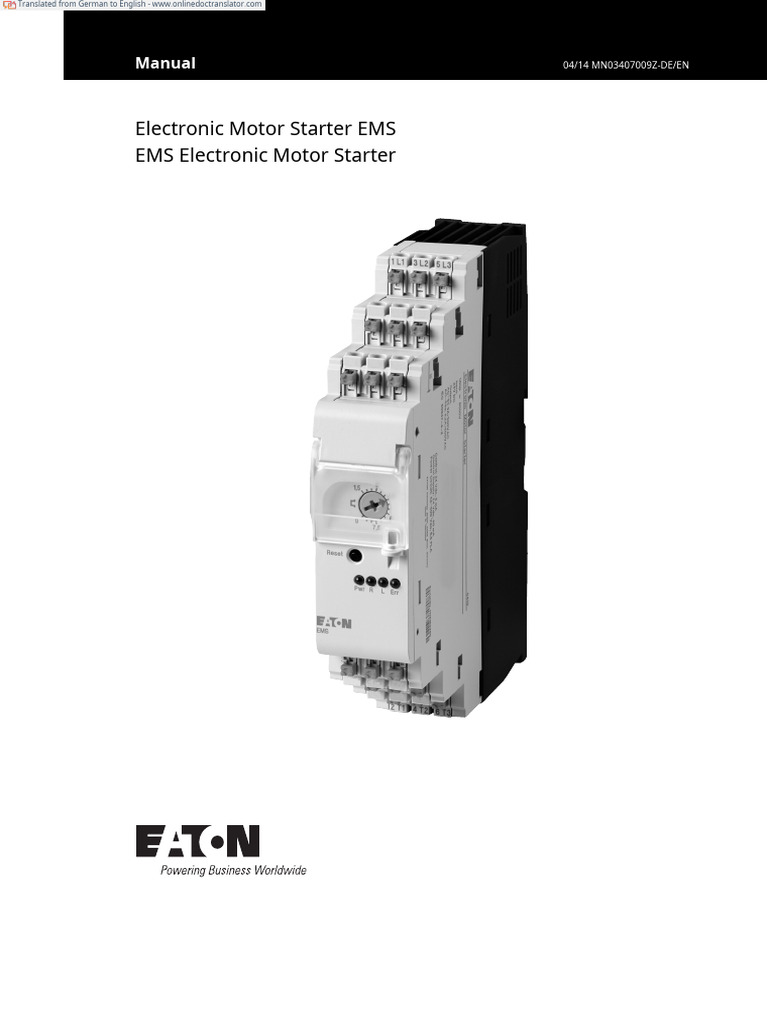 EMS Electronic Motor Starter Manual | PDF | Power Supply | Electric Motor