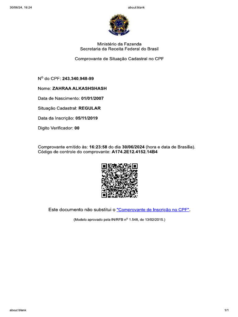 Comprovante Situação Cadastral Do CPF | PDF