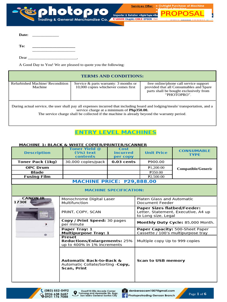 Copier and Printer Machine Quotes | PDF | Image Scanner | Printer ...