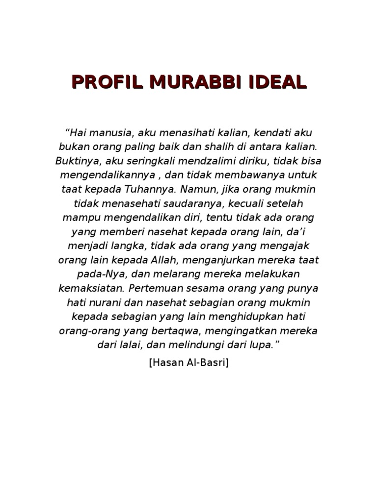 Profil Murabbi Ideal Profil Murabbi Ideal