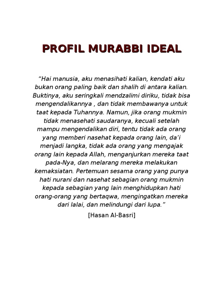 Profil Murabbi Ideal