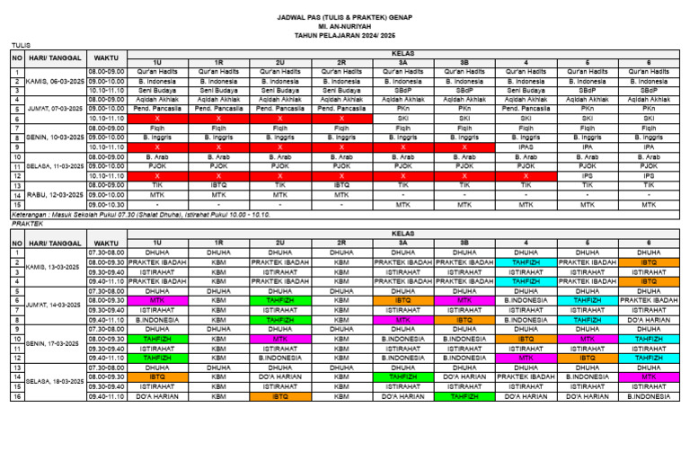Jadwal PTS Genap Genap 2024-2025 | PDF | Monotheistic Religions ...
