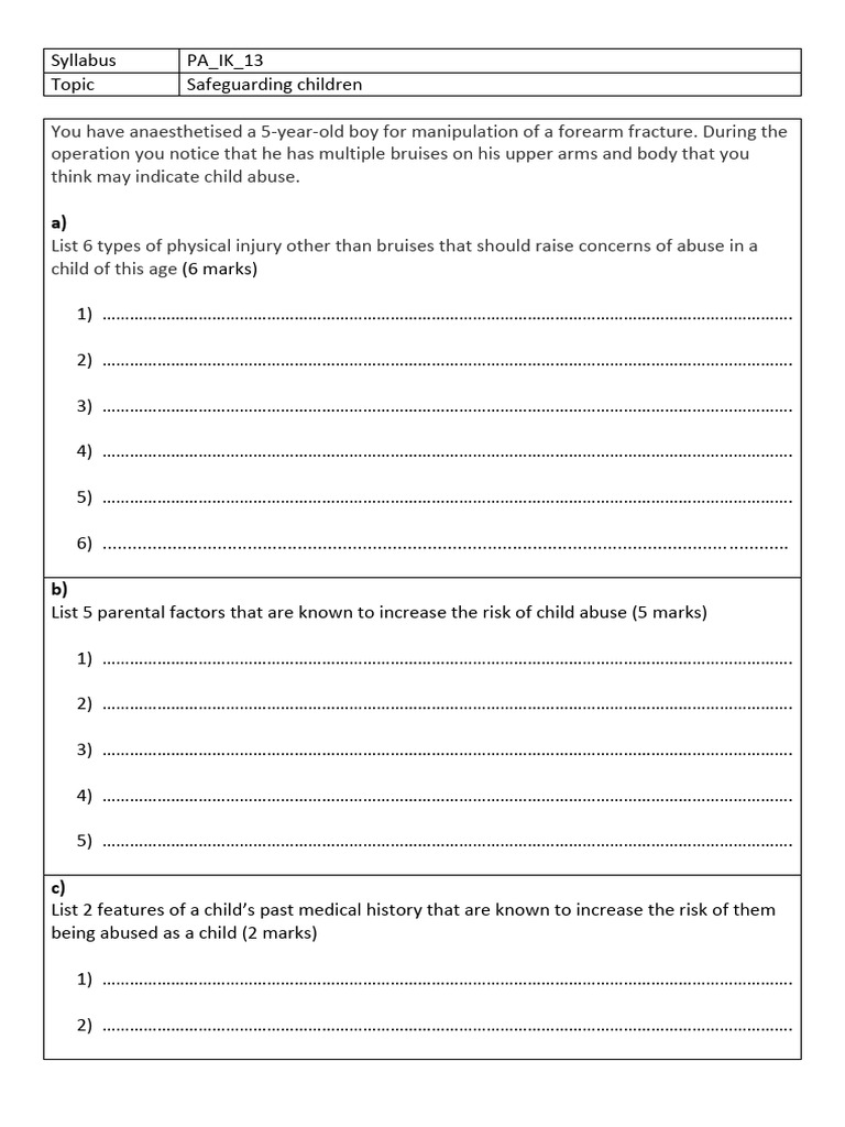 Anaesthesia Safeguarding - Paediatrics | PDF | Child Protection ...