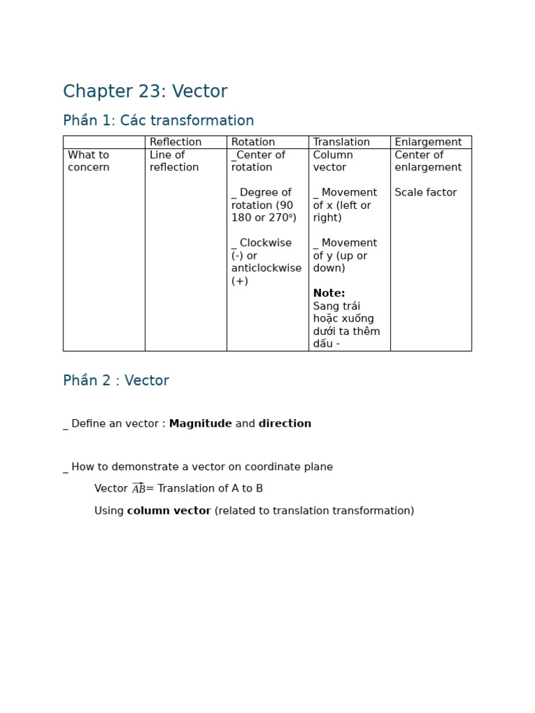 Vector Transformations Overview | PDF
