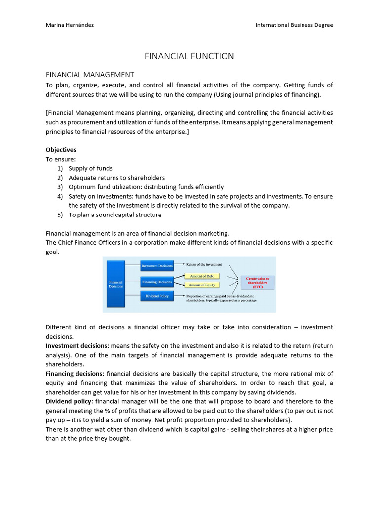 Financial Management Overview and Functions | PDF | Stocks | Dividend
