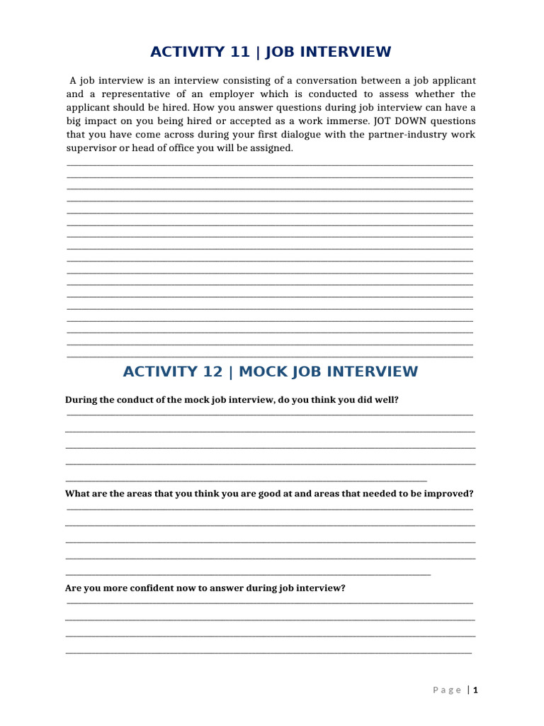 Job Interview and Work Immersion Guide | PDF | Job Interview | Teachers