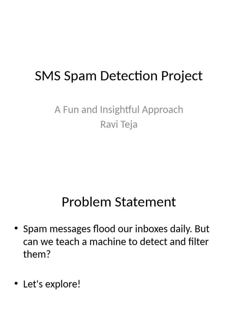 SMS Spam Detection Presentation | PDF