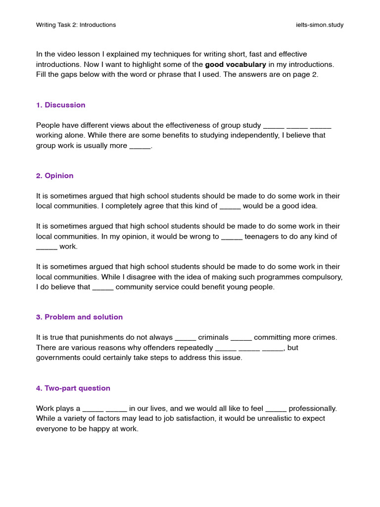 IELTS Writing Task 2 Introductions Guide | PDF