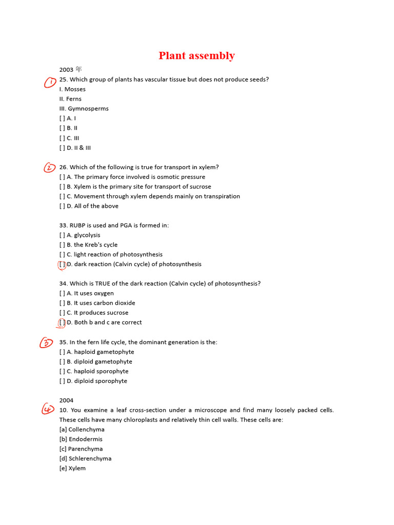 USABO Plant Problems 3 | PDF