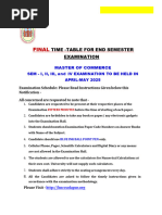 BCOM Semester Exam Schedule 2026 | PDF | Business | Economies