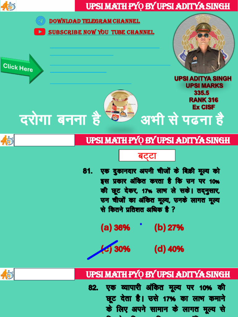UPSI Math Preparation by Aditya Singh | PDF