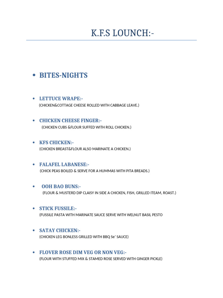 BITES MENU | PDF