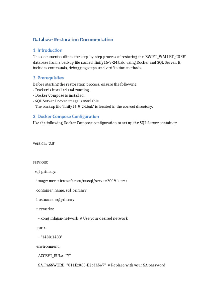 Database_Restoration_Documentation | PDF | Microsoft Sql Server | Backup