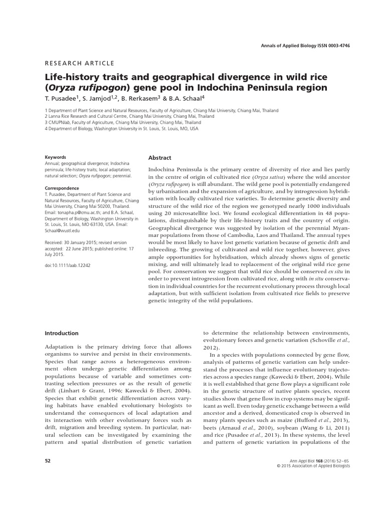 2015 Diversity Wild Rice | PDF | Rice | Genetic Diversity