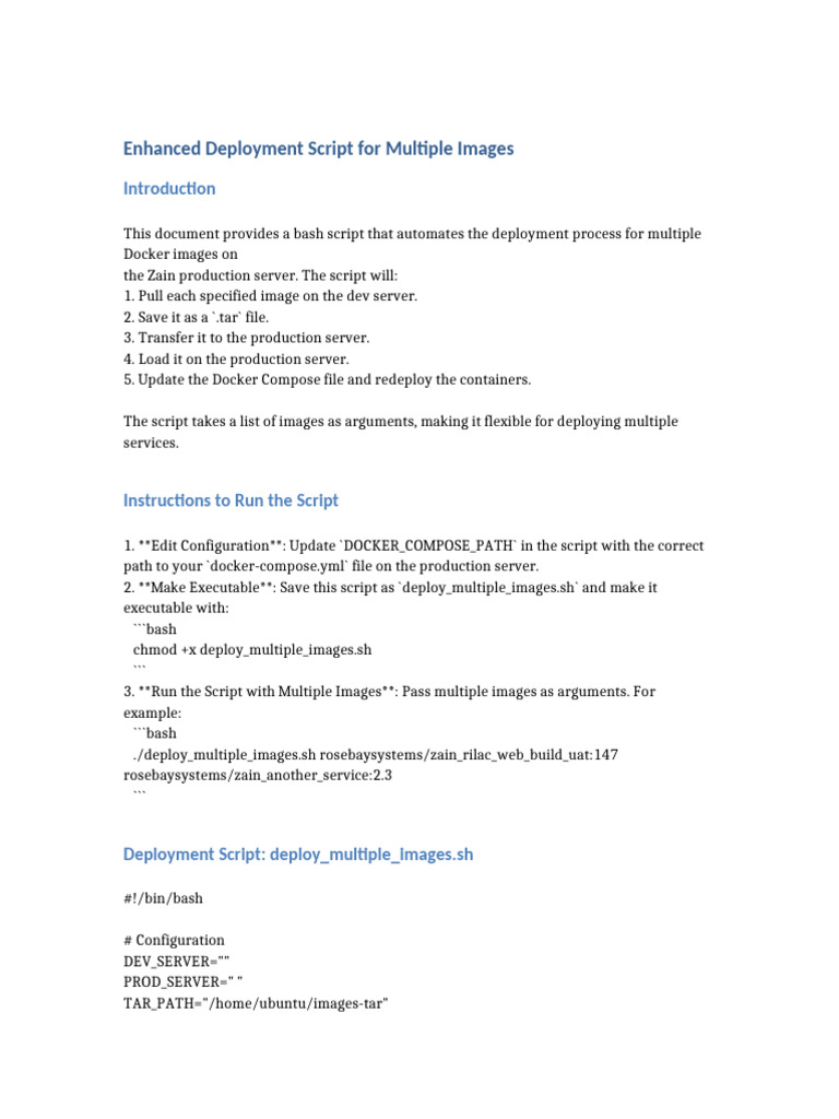 Automated Docker Image Deployment Script | PDF | Unix Software ...