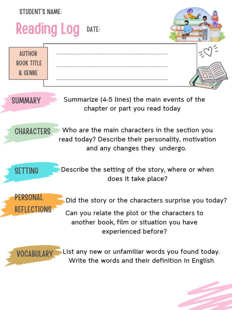 E3 Reading Log Worksheet | PDF