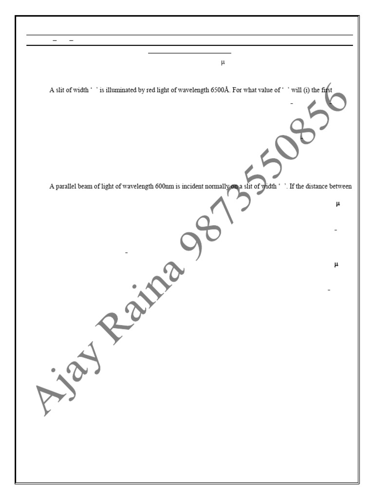 WAVE OPTICS (14-12-24) | PDF | Diffraction | Wavelength