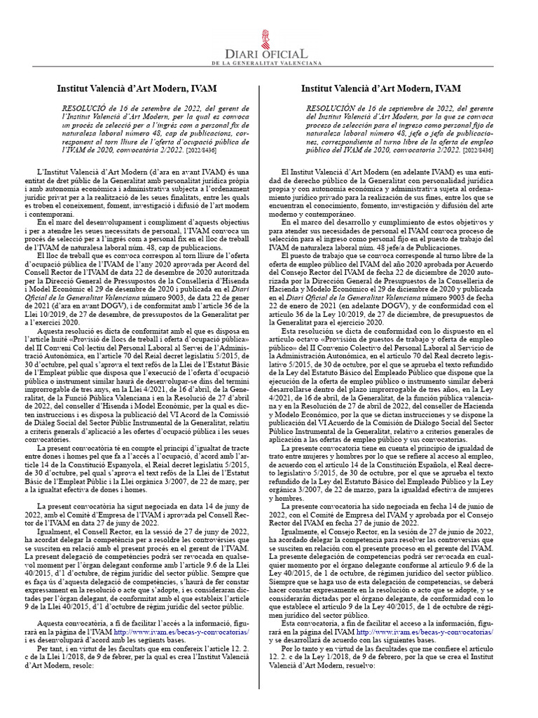 DOGV Convocatoria 2 2022 JPub | PDF