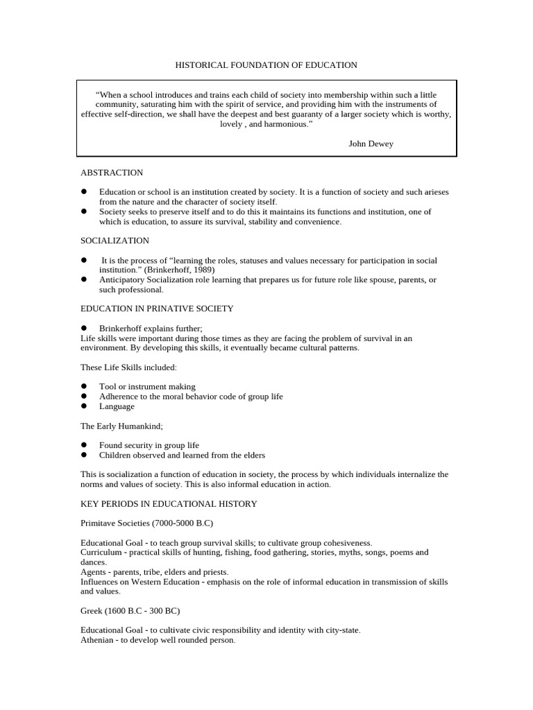 Historical Foundations of Education | PDF | Schools | Sparta