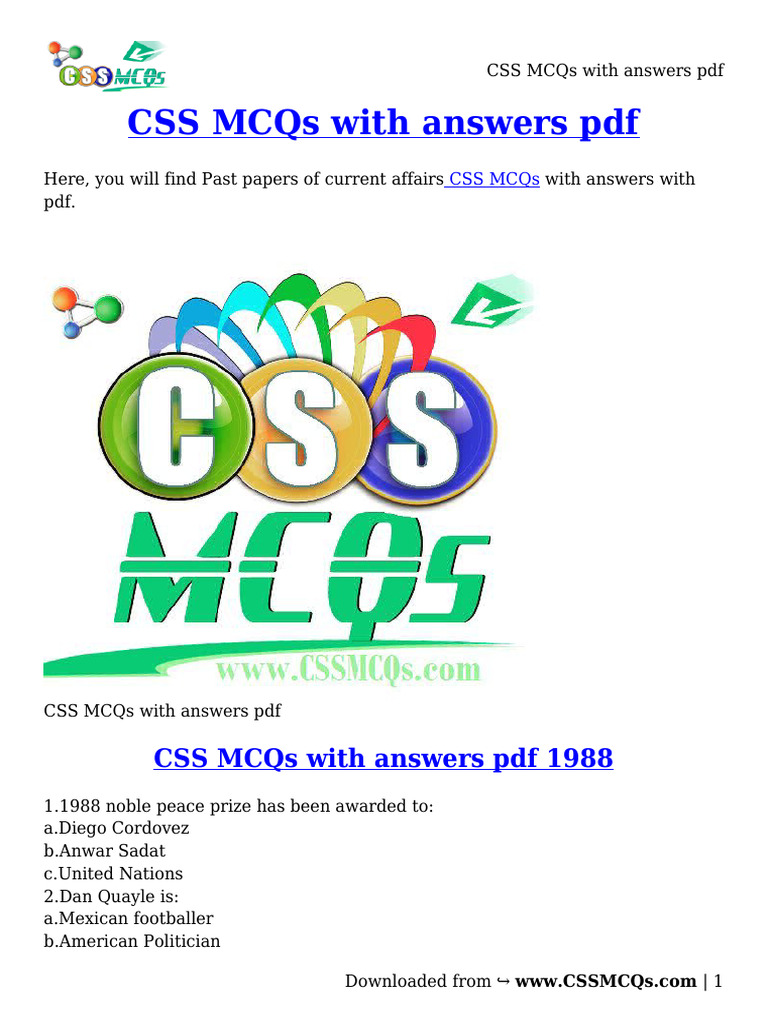 CSS MCQs with Answers PDF Guide | PDF