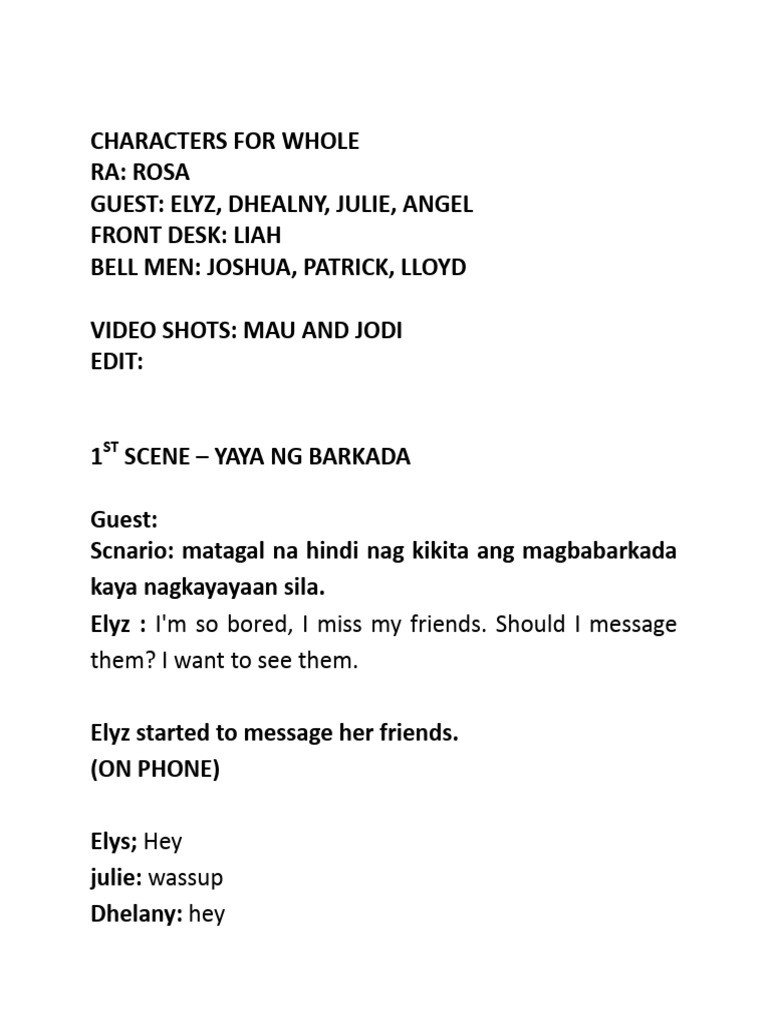 Hotel Reservation Script for Elyz | PDF
