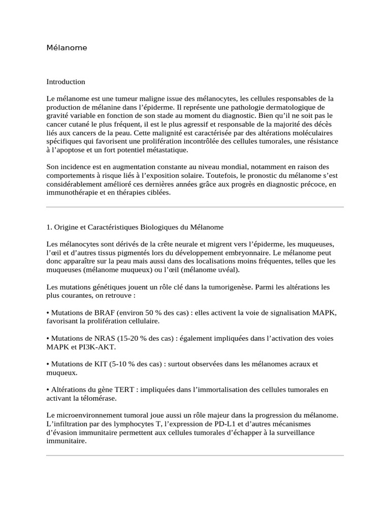 Comprendre le mélanome : types et traitements | PDF | Mélanome | Cancer