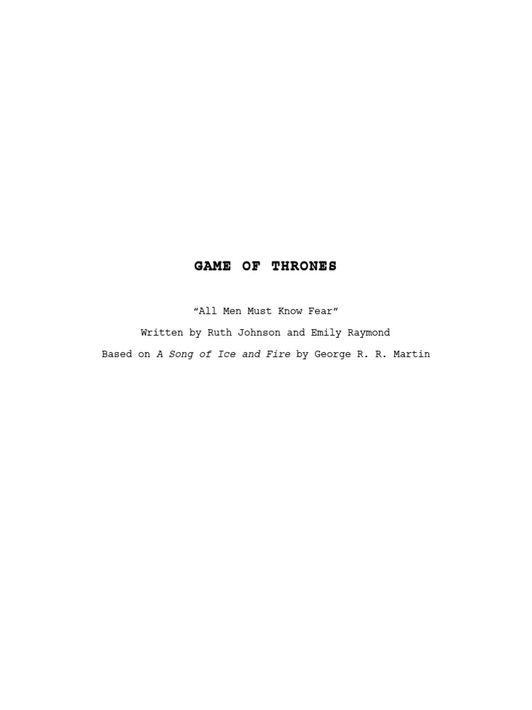 Game of Thrones VFS 802 Script Annotated CQ | PDF | World Of A Song Of ...