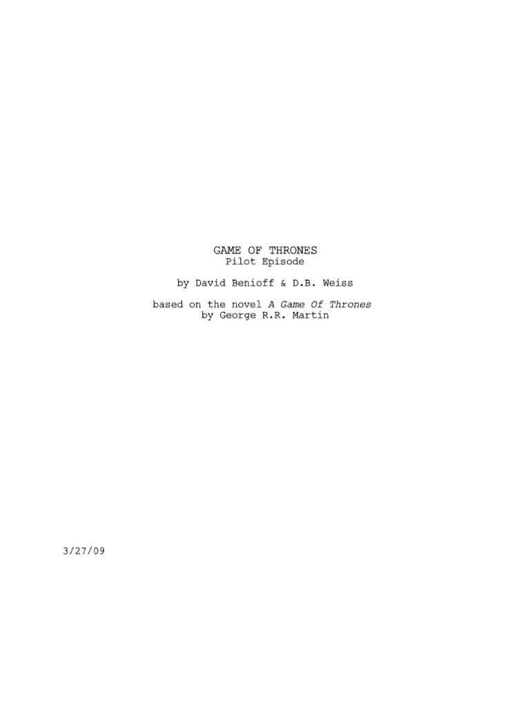 Game of Thrones Pilot Script PDF | PDF