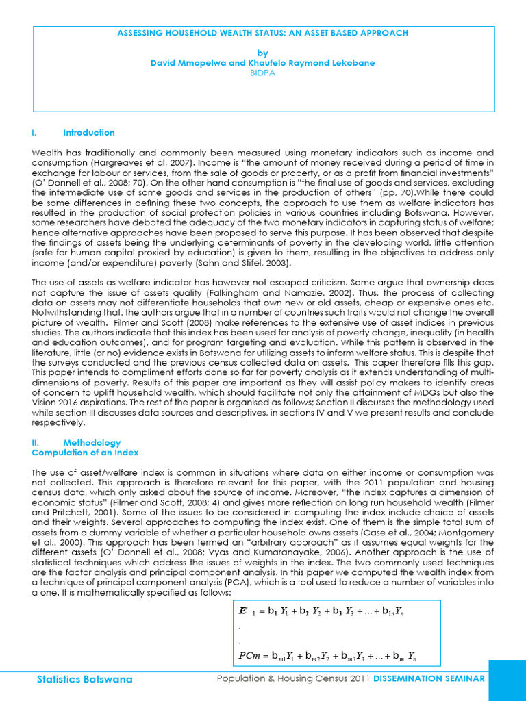 Household Wealth Assessment in Botswana | PDF | Principal Component ...