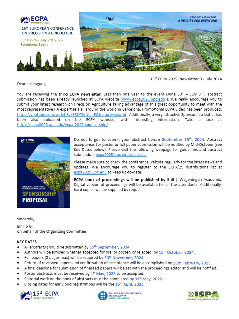 15th ECPA 2025: Abstract Submission Open | PDF | Publishing