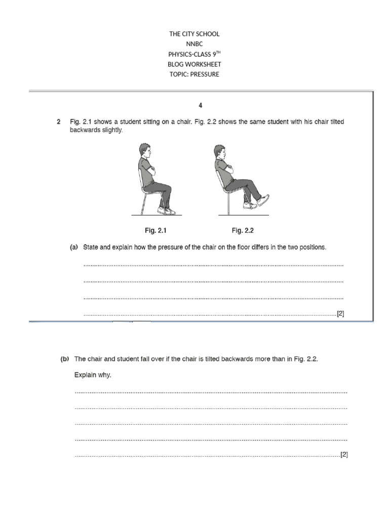 Physics Class 9 Pressure Date 03 Jan2018 | PDF