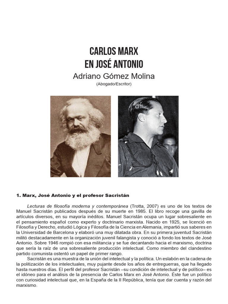 Marxismo y José Antonio en Sacristán | PDF | marxismo | Karl Marx
