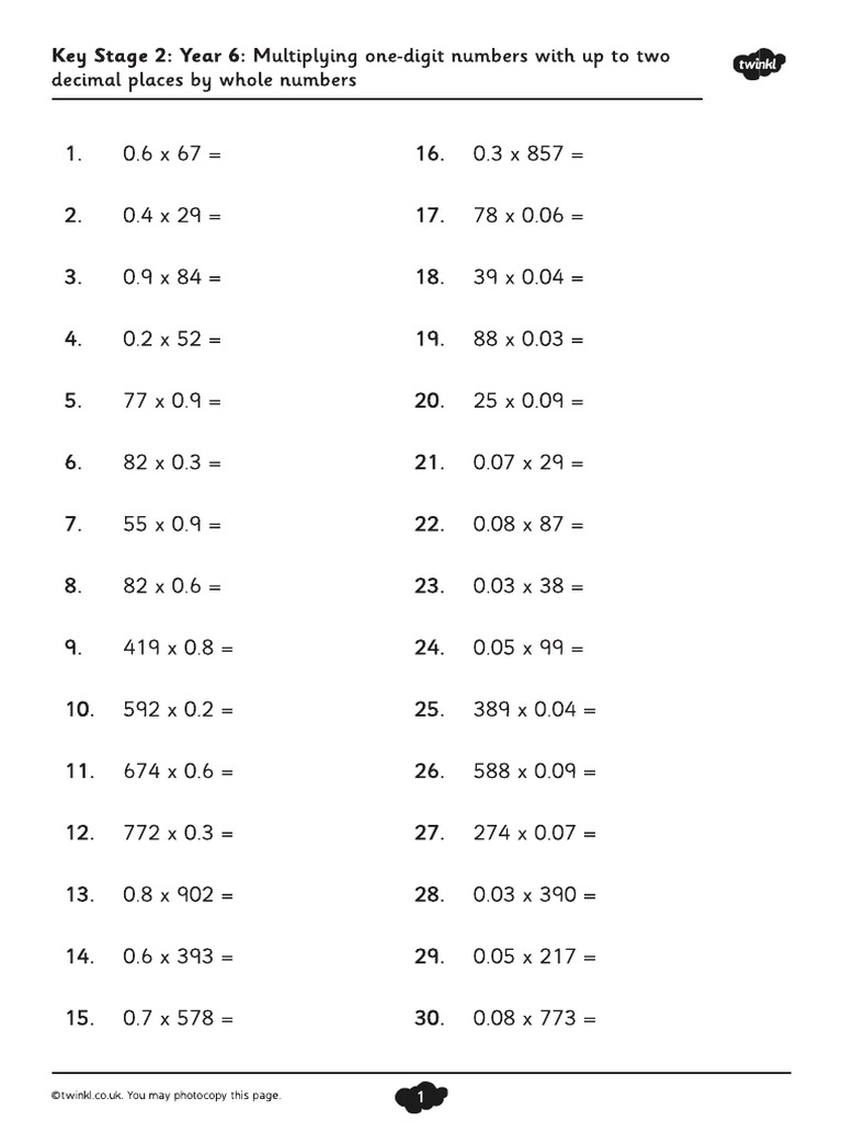(726256) CA Multiply One Digit Numbers Practice Questions Year 6 | PDF