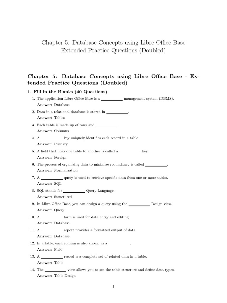 Chapter 5 Database Concepts Using Libre Office Base | PDF | Databases ...