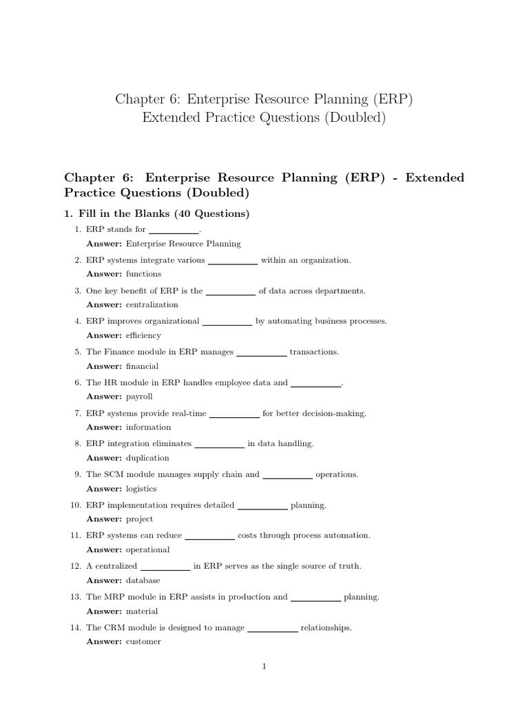 Chapter 6 Enterprise Resource Planning ERP | PDF | Enterprise Resource ...