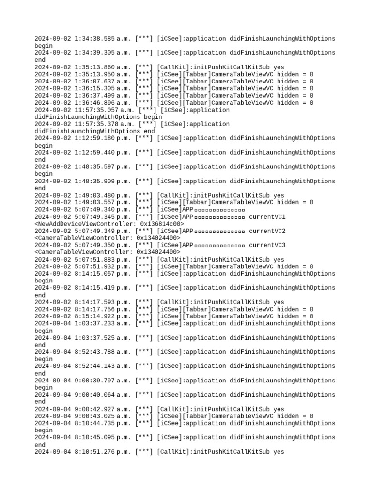 iCSee App Launch and CallKit Logs | PDF