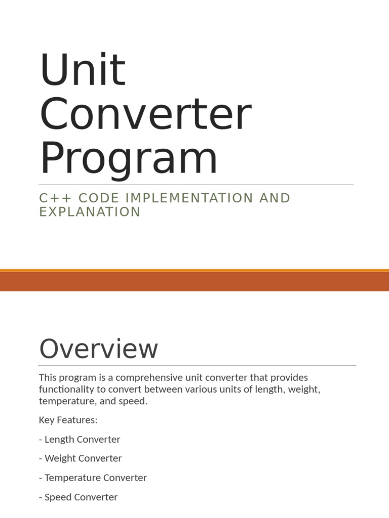 C++ Unit Converter Program Overview | PDF