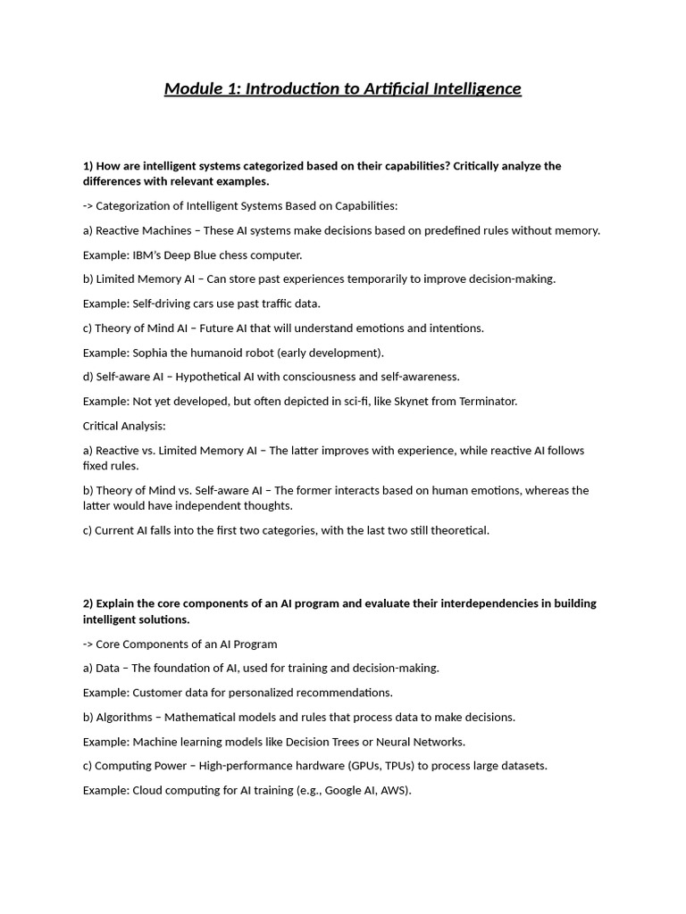 AIE Question Bank Solution | PDF | Artificial Intelligence ...