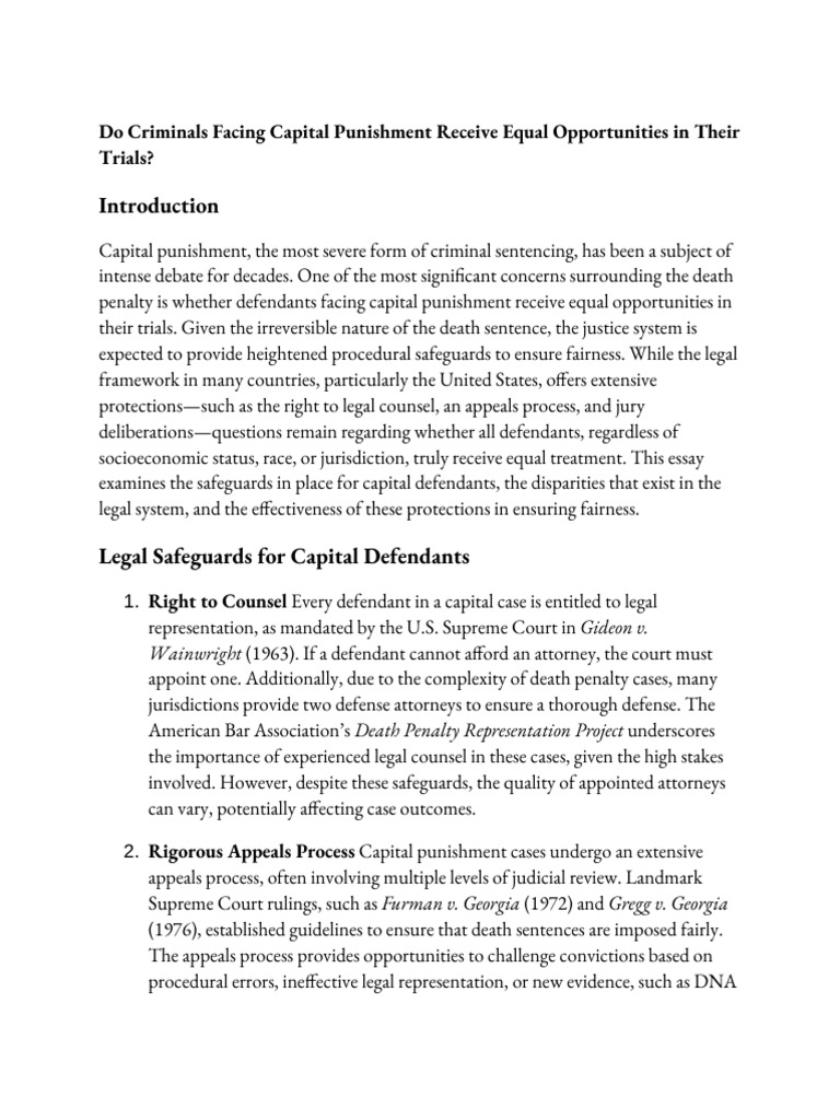 Do Criminals Facing Capital Punishment Receive Equal Opportunities in ...