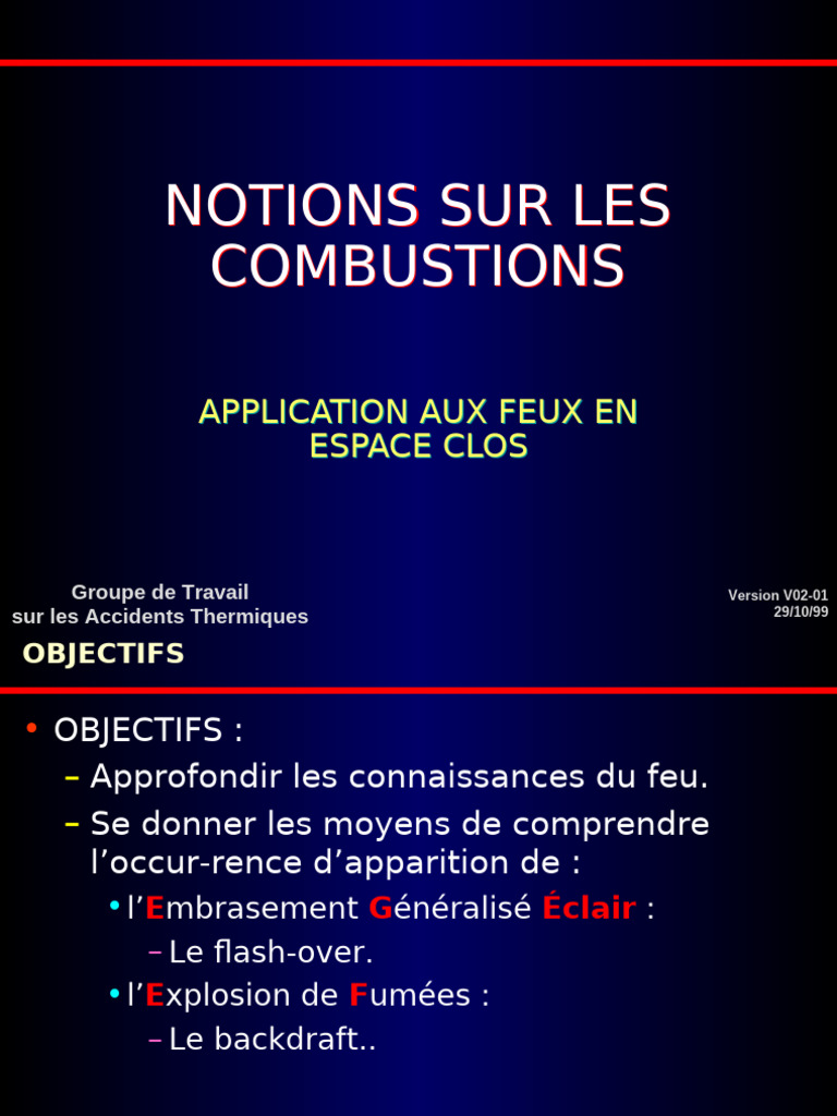 Notions de Combustion et Incendie en Milieu Clos | PDF | La combustion ...