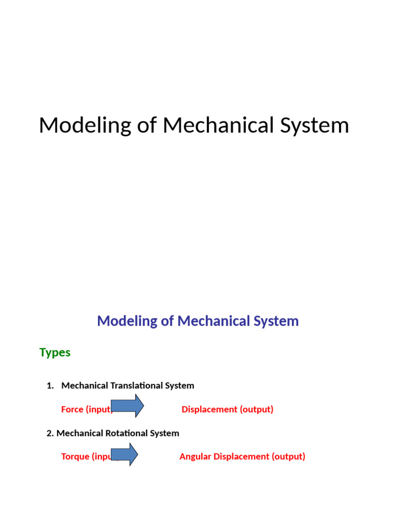Mechanical System Modeling Techniques | PDF | Force | Machines